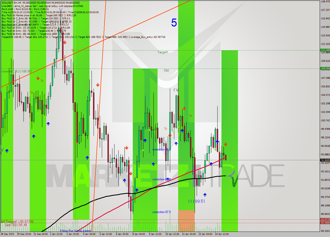 SOLUSDT-Bin MultiTimeframe analysis at date 2024.01.15 10:58