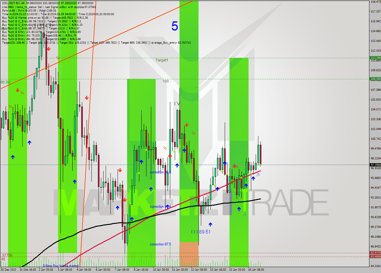 SOLUSDT-Bin MultiTimeframe analysis at date 2024.01.17 09:50