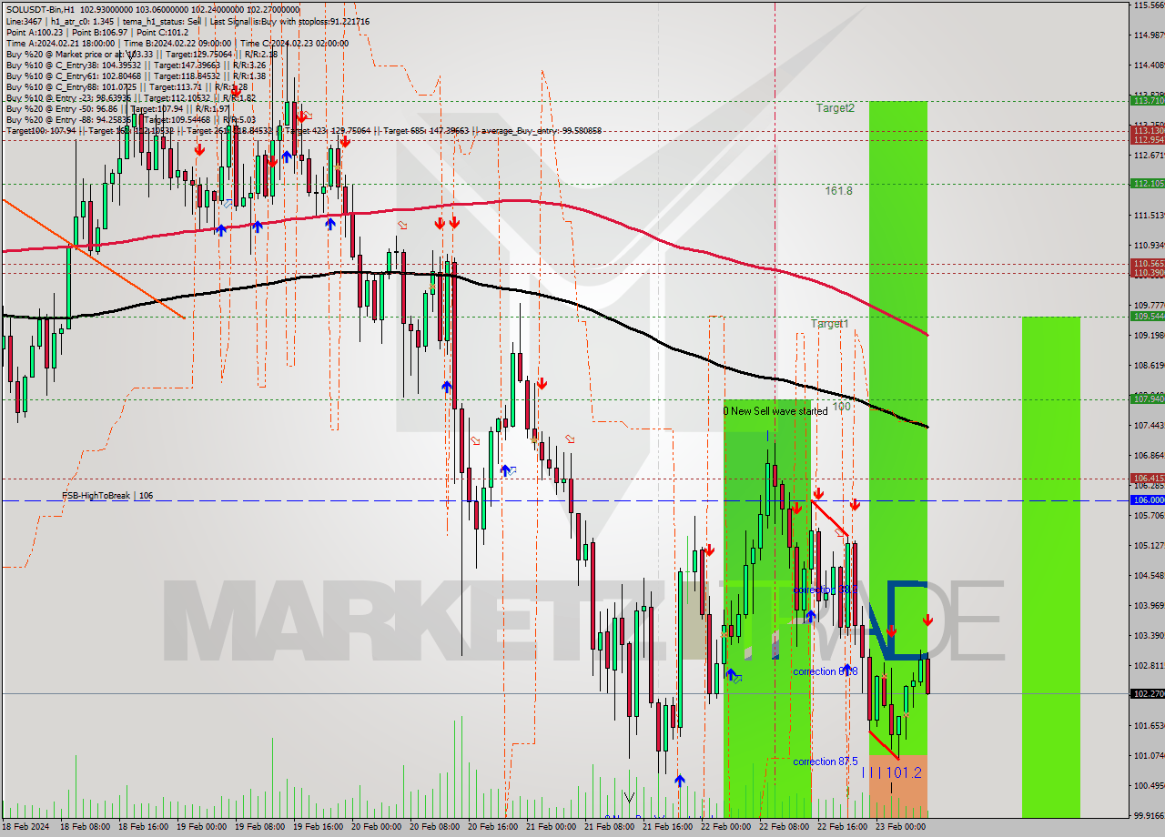 SOLUSDT-Bin MultiTimeframe analysis at date 2024.02.23 09:28