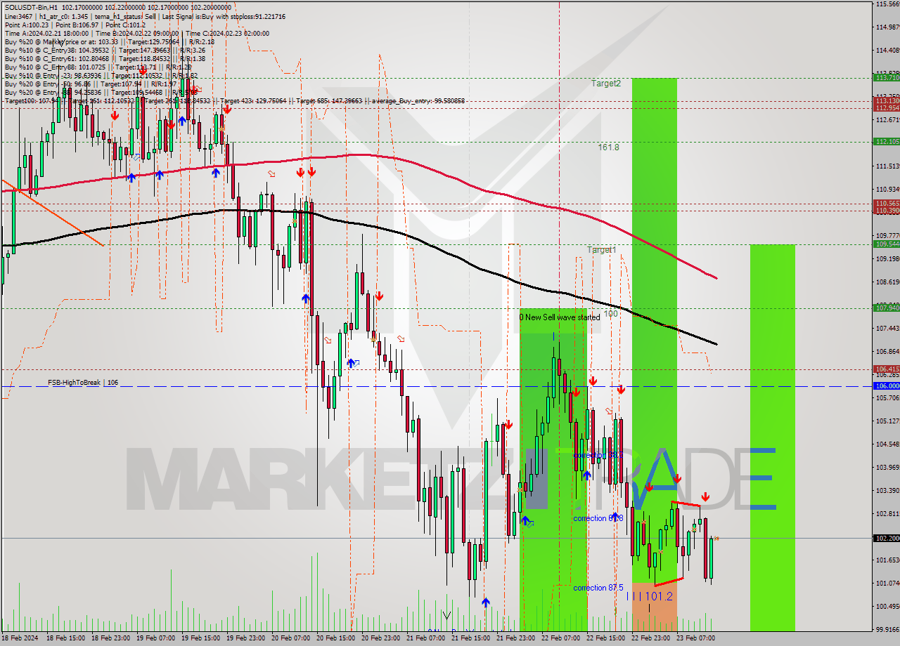 SOLUSDT-Bin MultiTimeframe analysis at date 2024.02.23 16:00