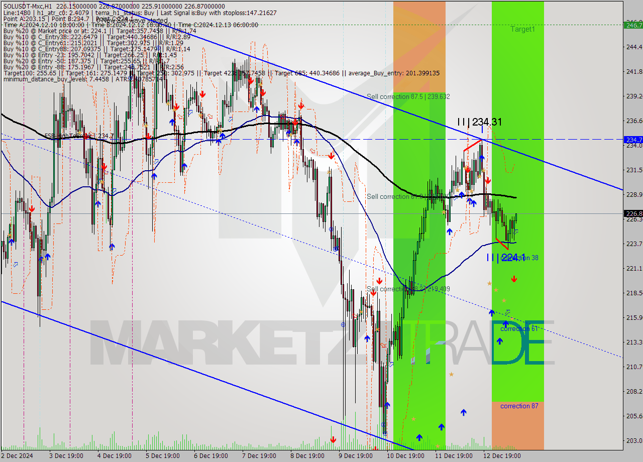 SOLUSDT-Mxc MultiTimeframe analysis at date 2024.12.13 13:25