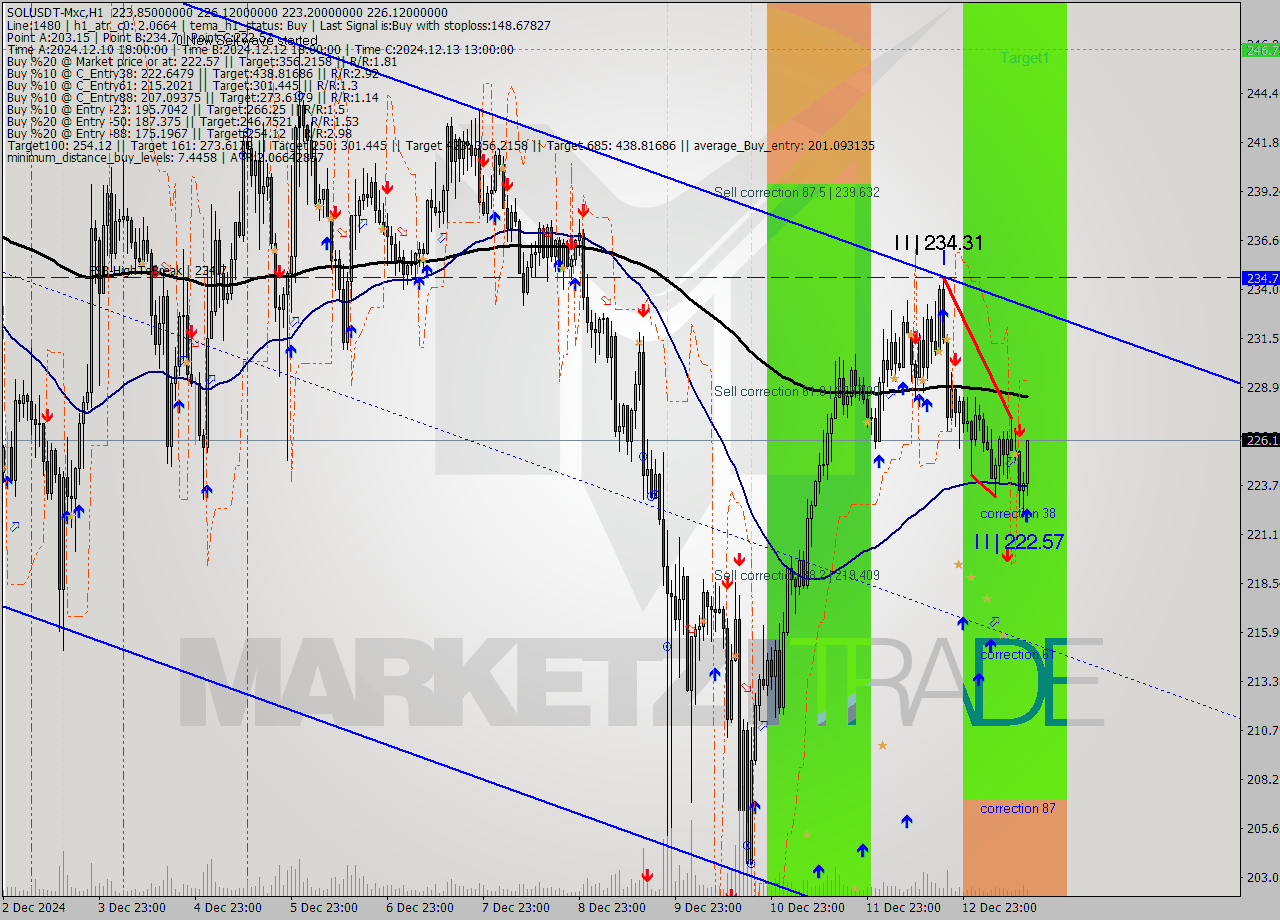 SOLUSDT-Mxc MultiTimeframe analysis at date 2024.12.13 17:25