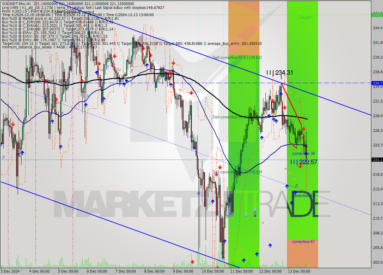 SOLUSDT-Mxc MultiTimeframe analysis at date 2024.12.13 18:00