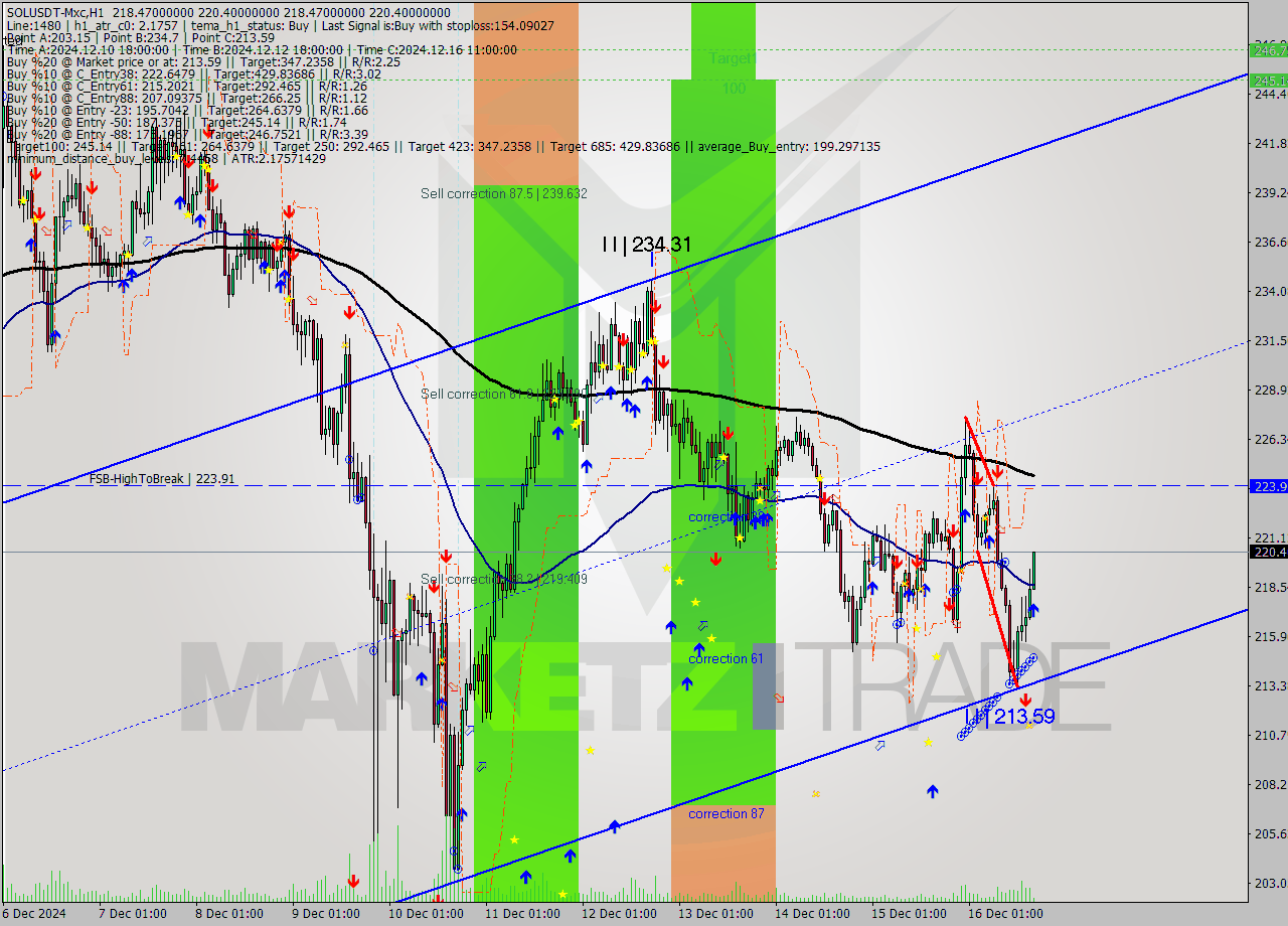 SOLUSDT-Mxc MultiTimeframe analysis at date 2024.12.16 19:43