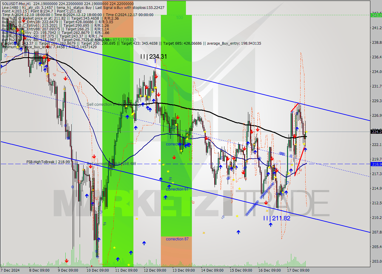 SOLUSDT-Mxc MultiTimeframe analysis at date 2024.12.18 03:00