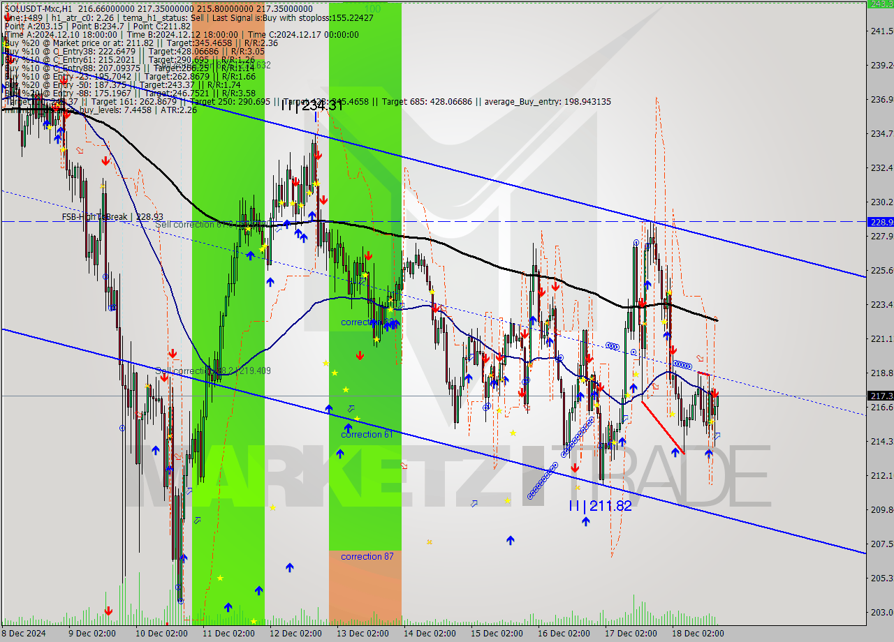 SOLUSDT-Mxc MultiTimeframe analysis at date 2024.12.18 20:16