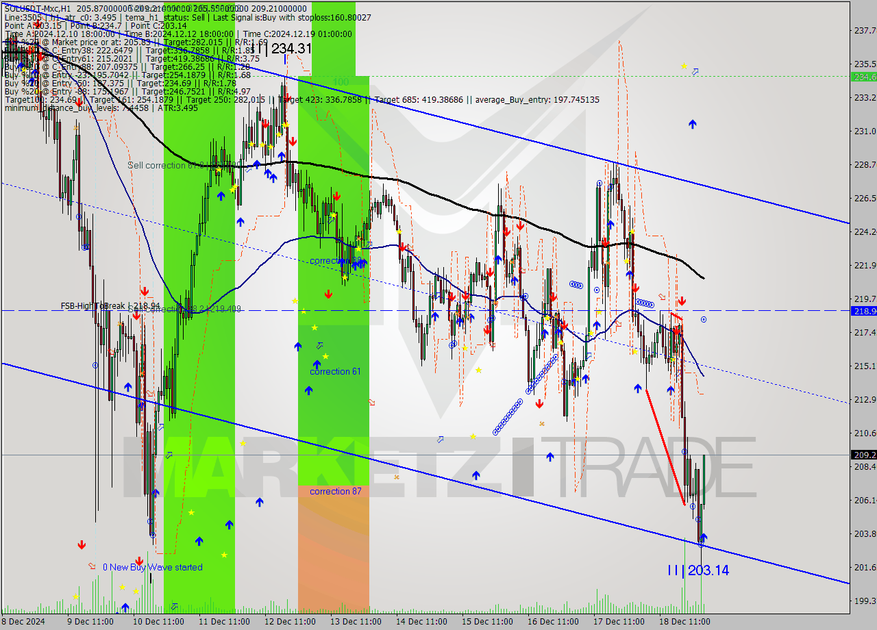 SOLUSDT-Mxc MultiTimeframe analysis at date 2024.12.19 05:37