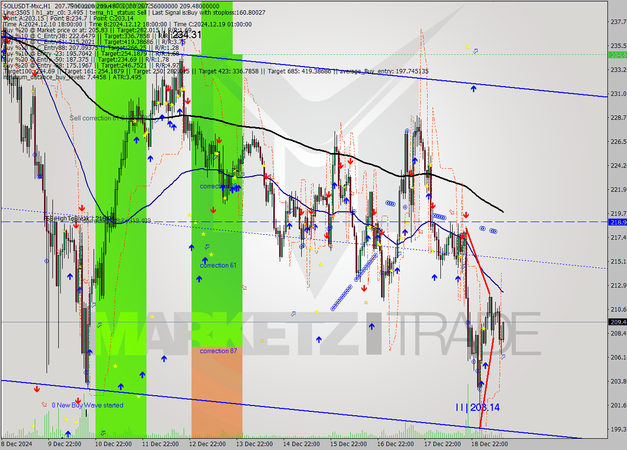 SOLUSDT-Mxc MultiTimeframe analysis at date 2024.12.19 16:09