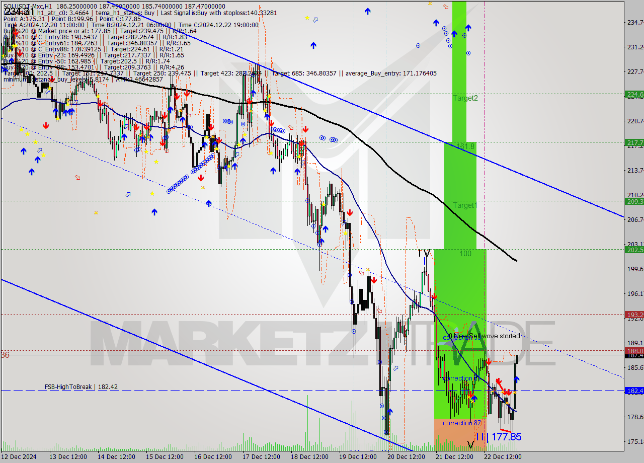 SOLUSDT-Mxc MultiTimeframe analysis at date 2024.12.23 06:19