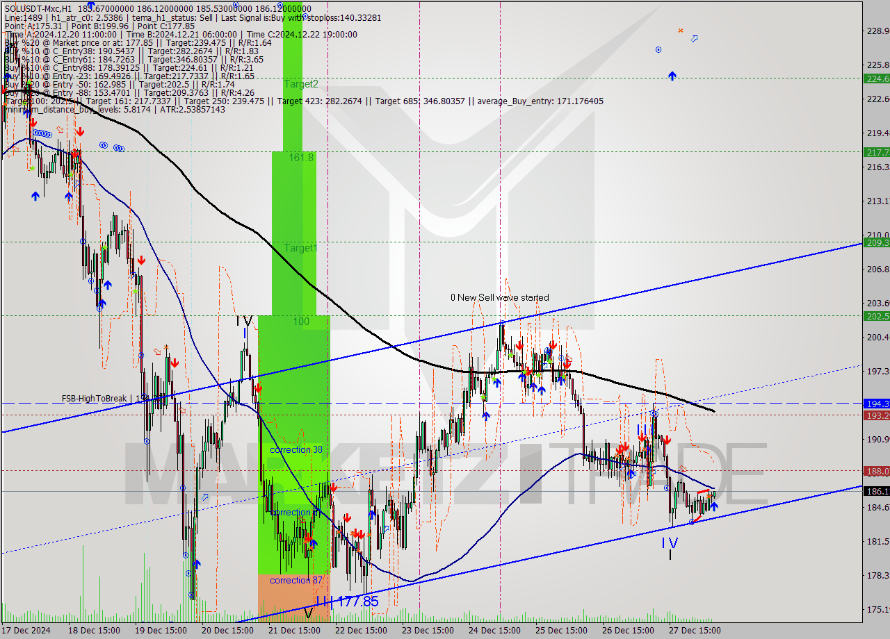 SOLUSDT-Mxc MultiTimeframe analysis at date 2024.12.28 09:04