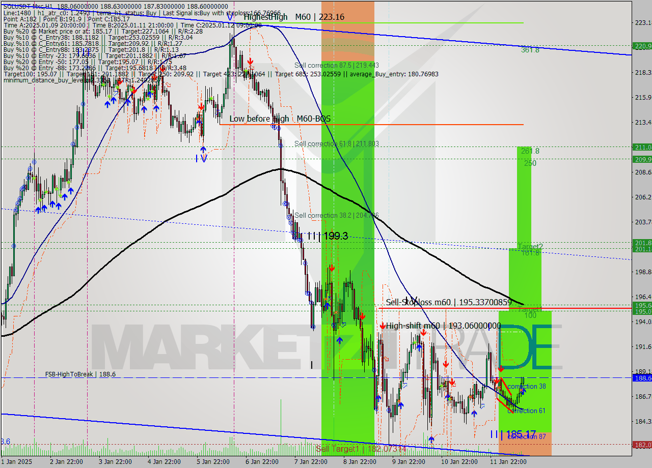 SOLUSDT-Mxc MultiTimeframe analysis at date 2025.01.12 16:17