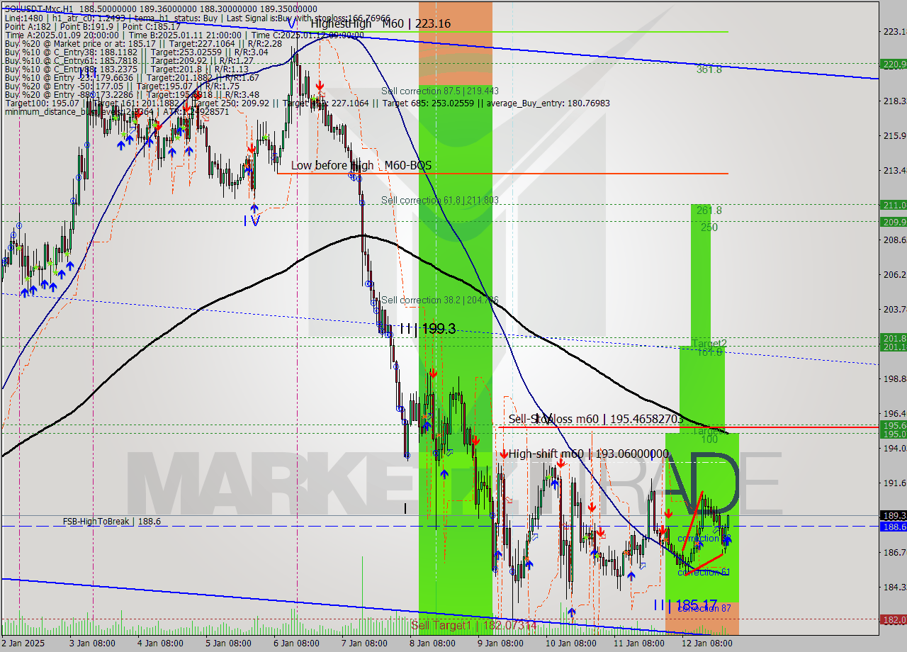 SOLUSDT-Mxc MultiTimeframe analysis at date 2025.01.13 02:25