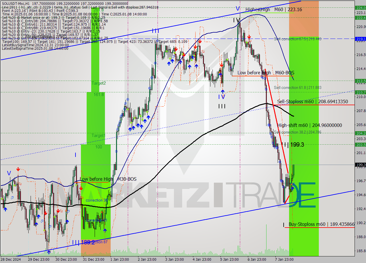 SOLUSDT-Mxc MultiTimeframe analysis at date 2025.01.08 17:06
