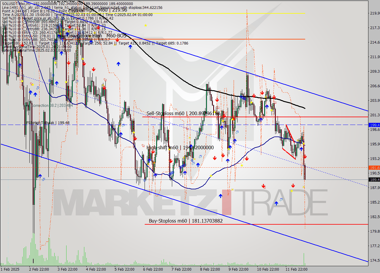 SOLUSDT-Mxc MultiTimeframe analysis at date 2025.02.12 16:30