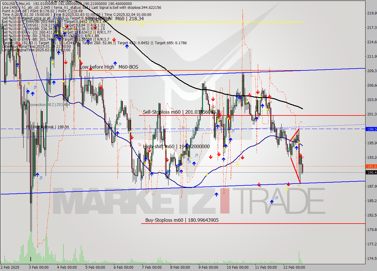SOLUSDT-Mxc MultiTimeframe analysis at date 2025.02.12 18:16