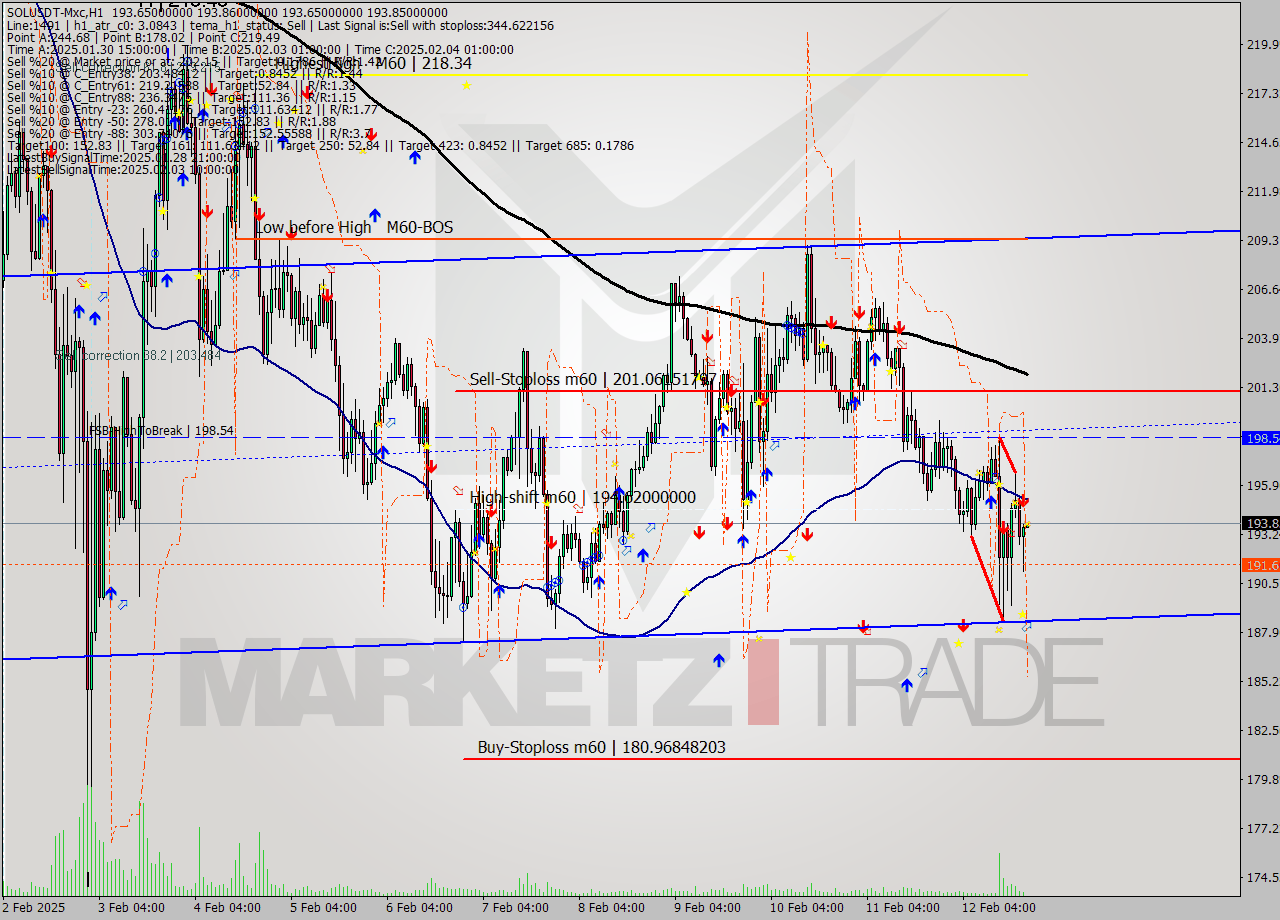 SOLUSDT-Mxc MultiTimeframe analysis at date 2025.02.12 22:00