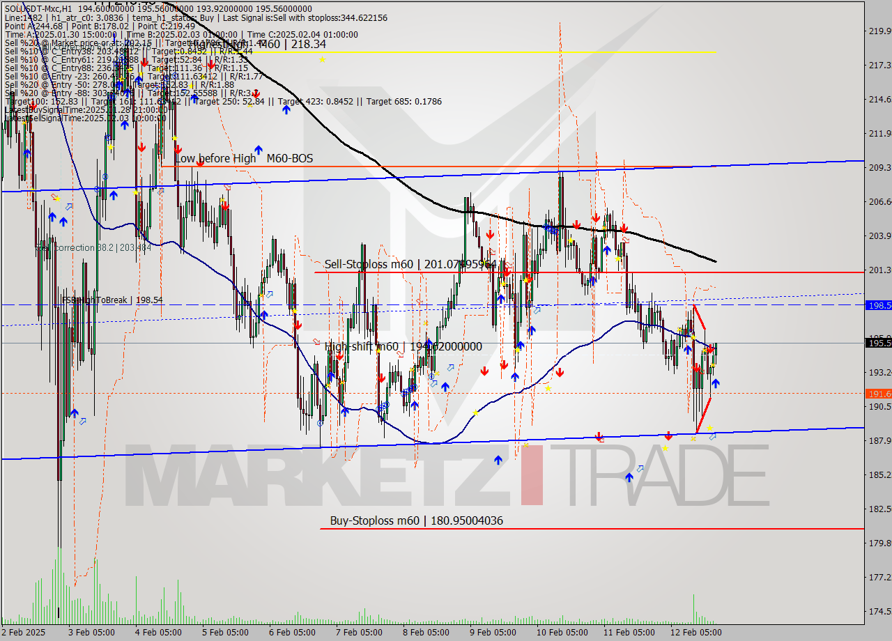 SOLUSDT-Mxc MultiTimeframe analysis at date 2025.02.12 23:12
