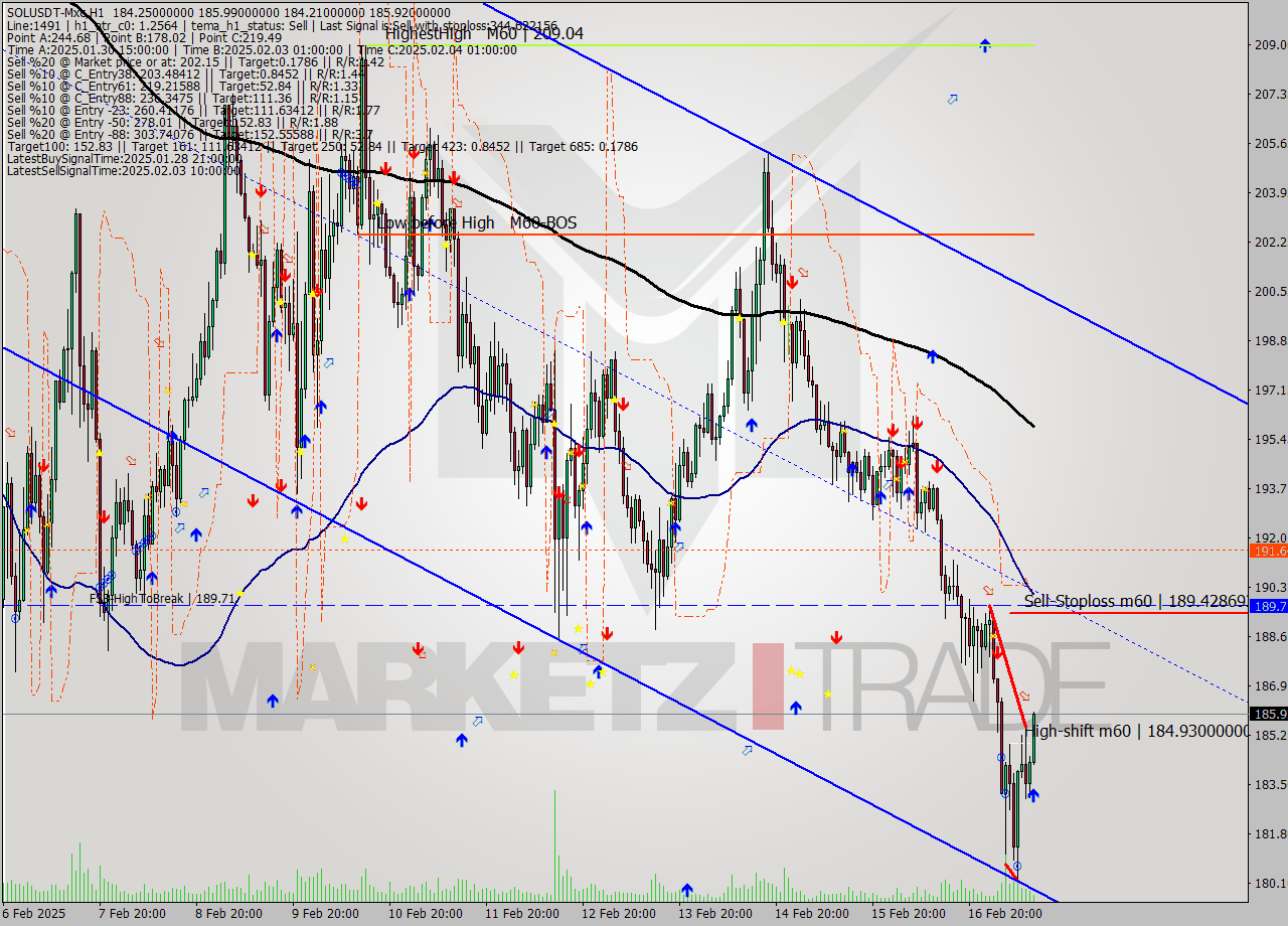 SOLUSDT-Mxc MultiTimeframe analysis at date 2025.02.17 14:23
