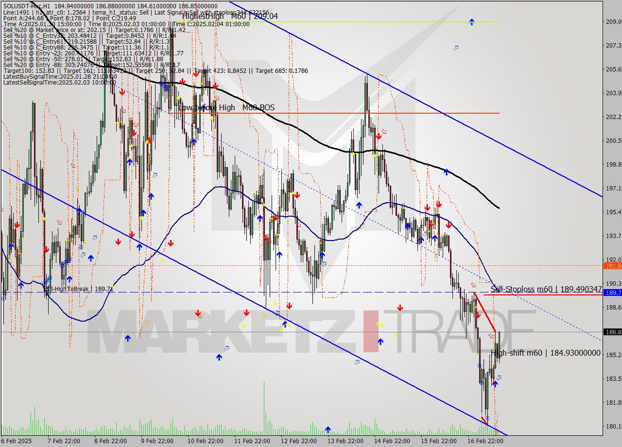 SOLUSDT-Mxc MultiTimeframe analysis at date 2025.02.17 16:14