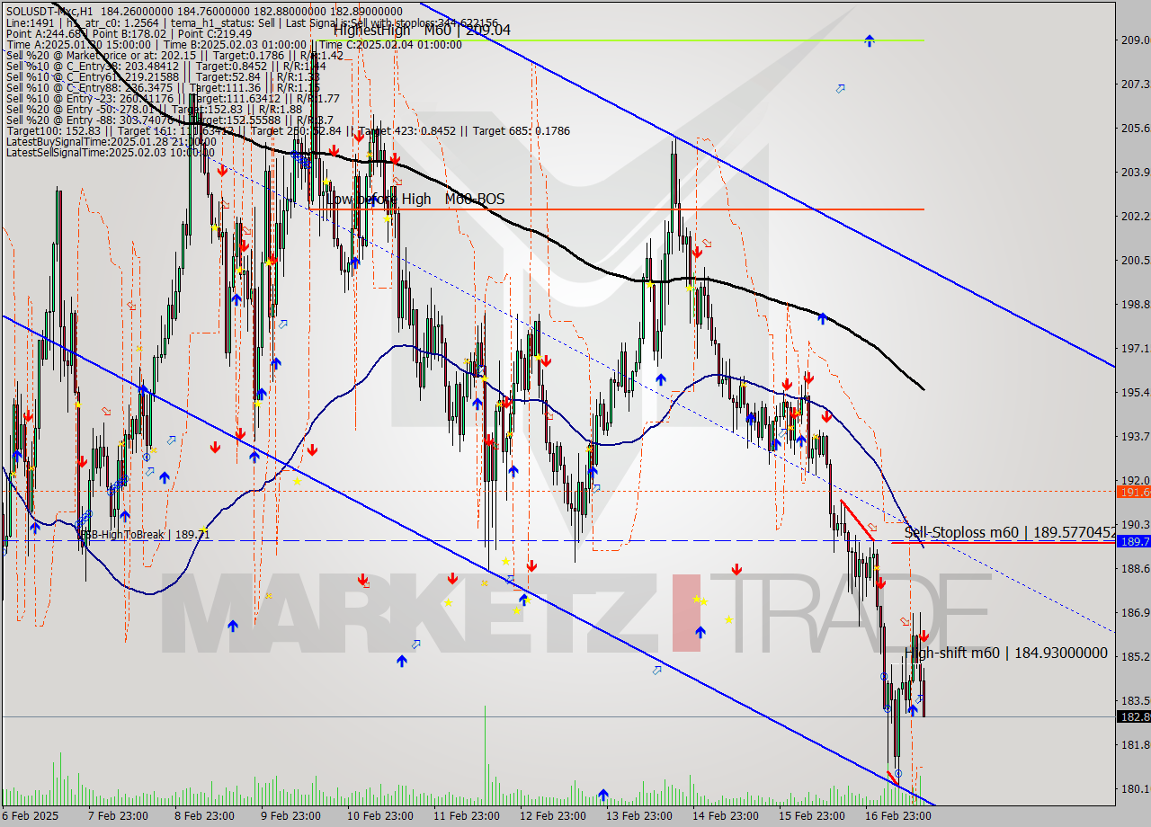 SOLUSDT-Mxc MultiTimeframe analysis at date 2025.02.17 17:15