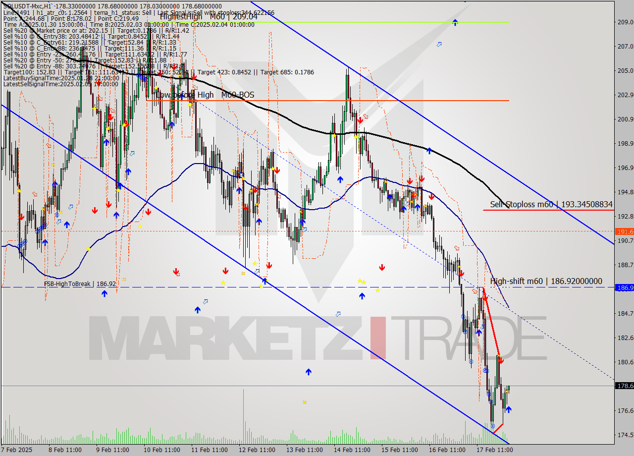 SOLUSDT-Mxc MultiTimeframe analysis at date 2025.02.18 05:04