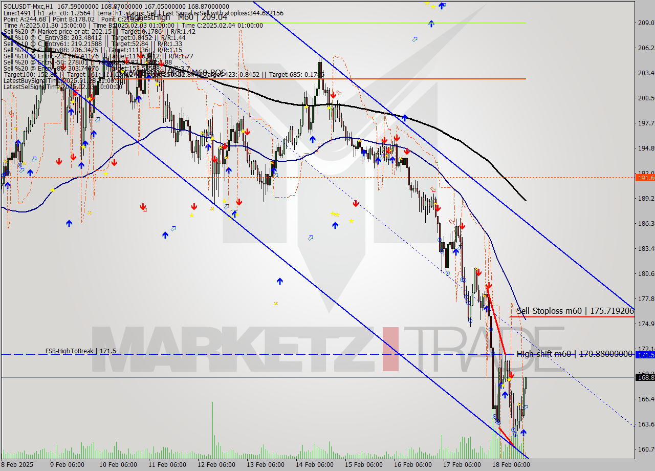 SOLUSDT-Mxc MultiTimeframe analysis at date 2025.02.19 00:23
