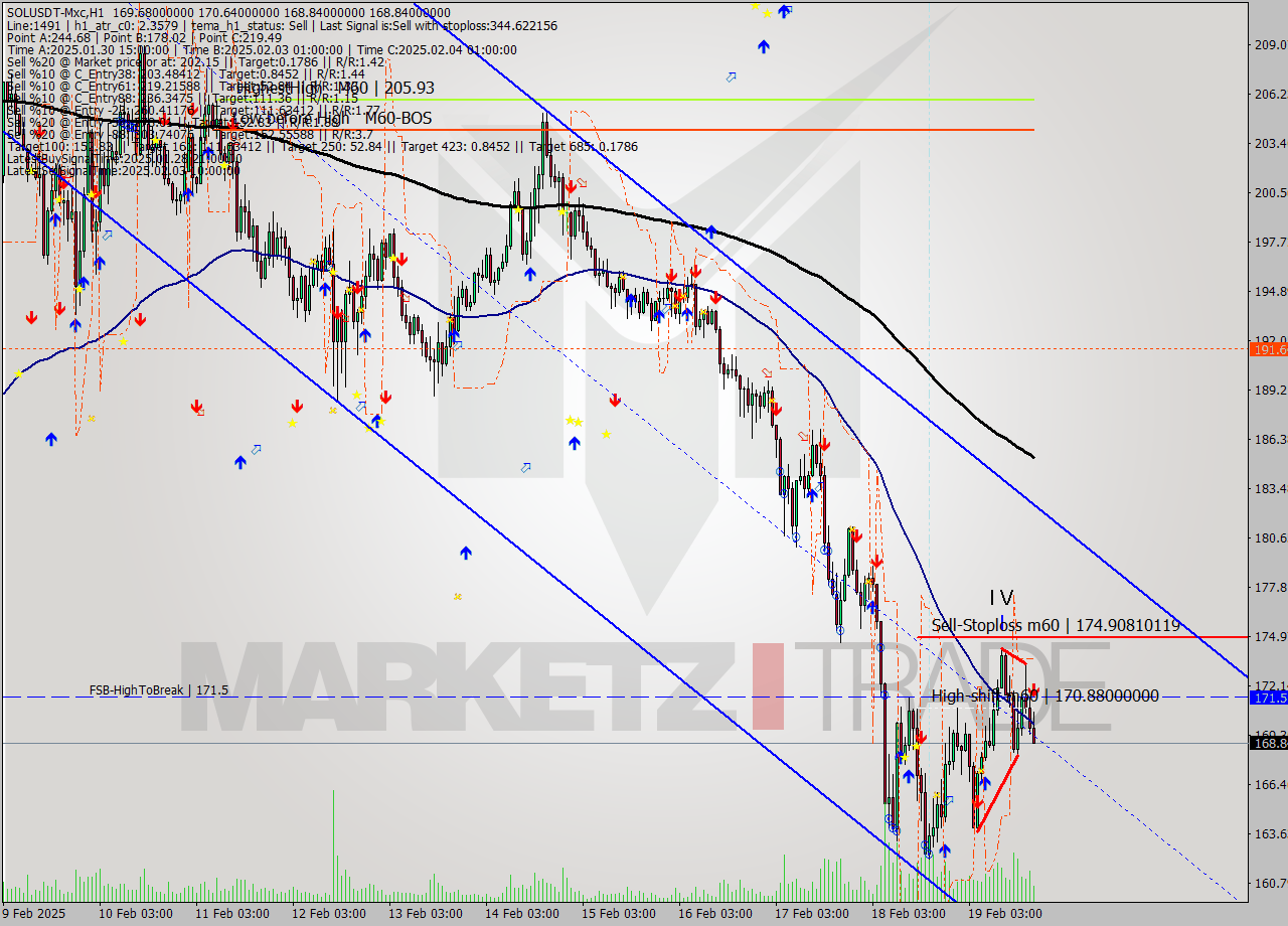 SOLUSDT-Mxc MultiTimeframe analysis at date 2025.02.19 21:32
