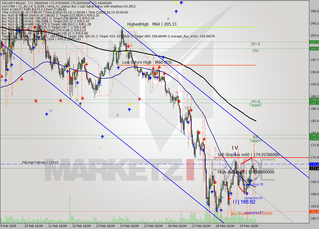 SOLUSDT-Mxc MultiTimeframe analysis at date 2025.02.20 10:53