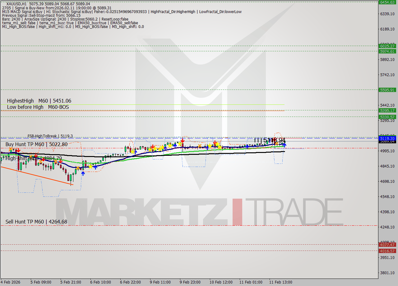 XAUUSD MTF analysis at 2026.02.11 19:17