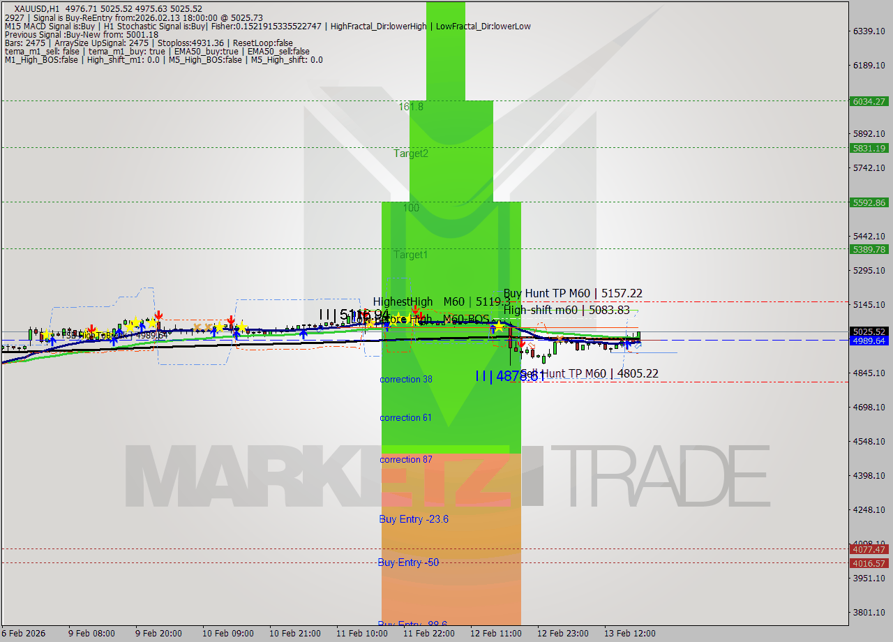 XAUUSD MTF analysis at 2026.02.13 18:28
