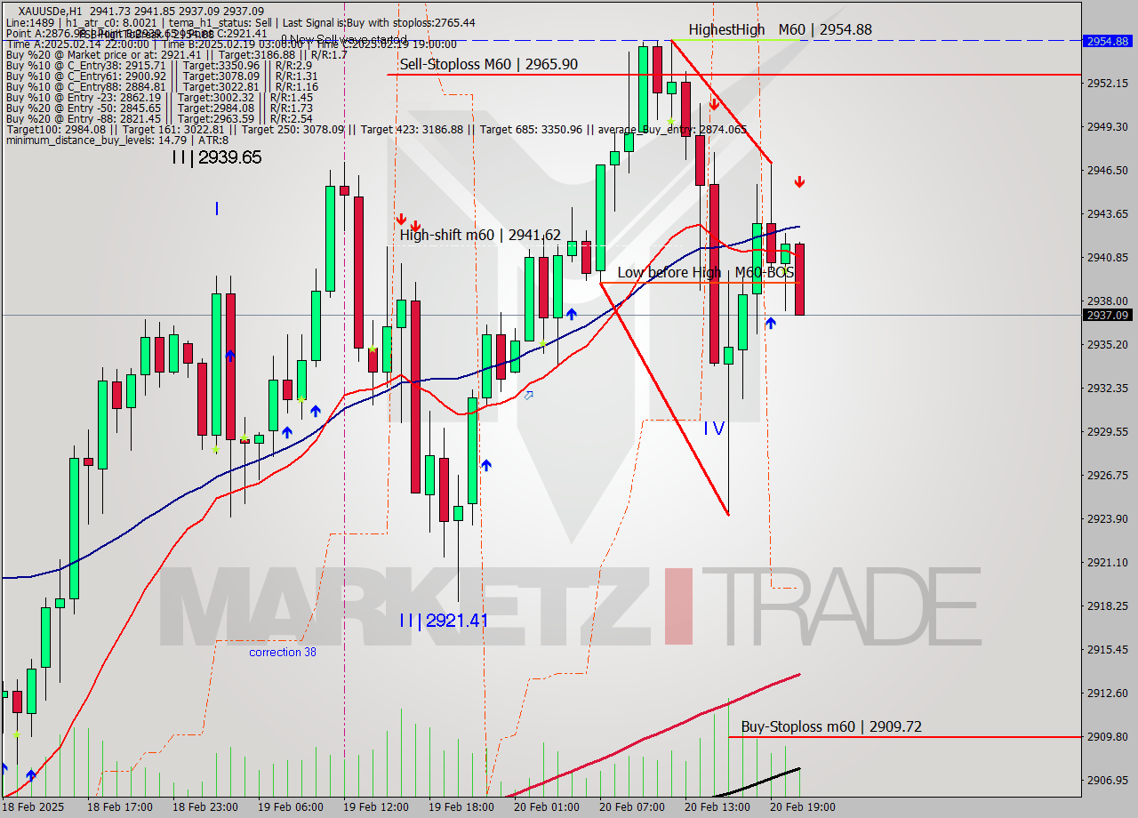 XAUUSDe MultiTimeframe analysis at date 2025.02.20 21:35