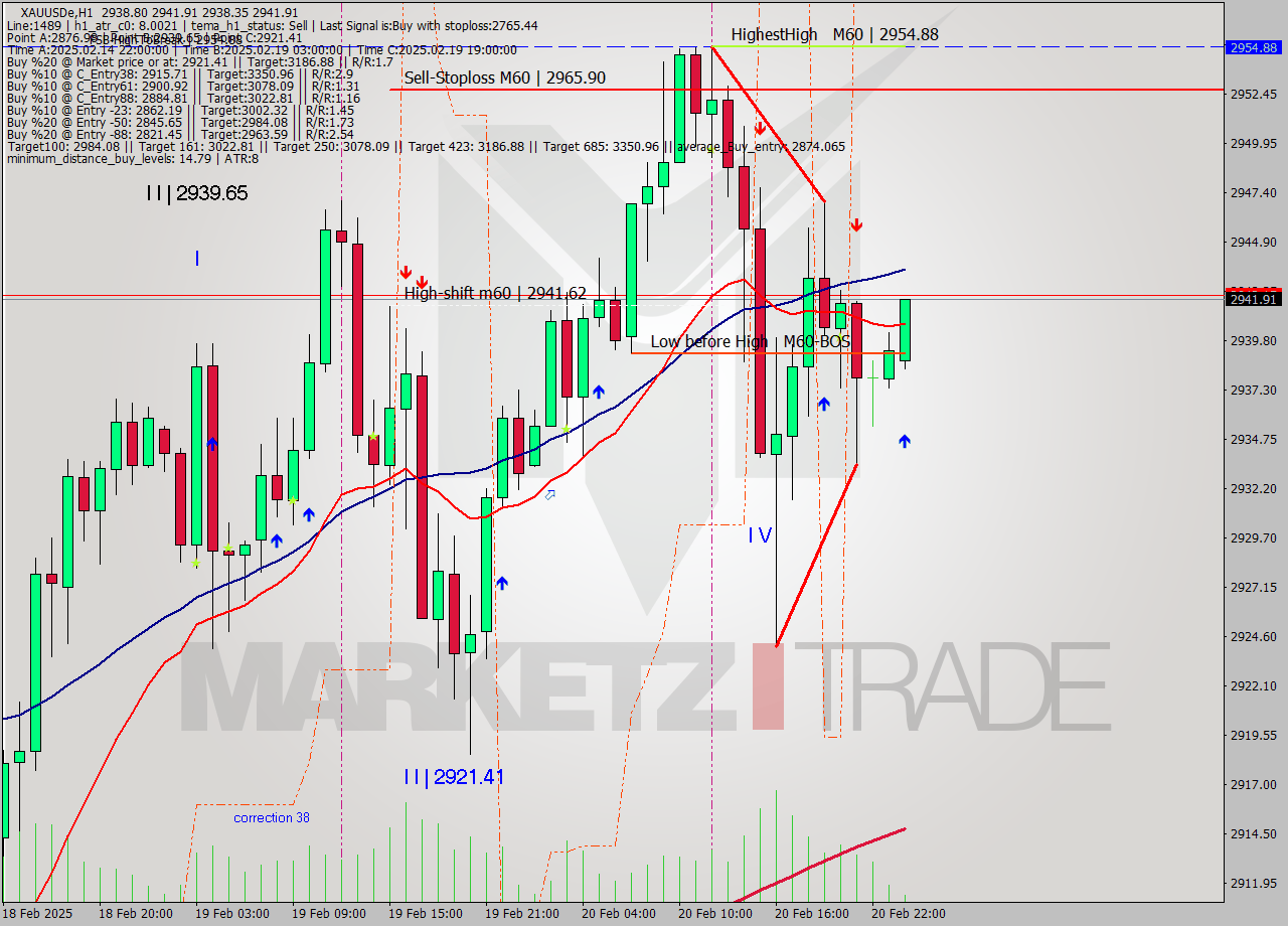 XAUUSDe MultiTimeframe analysis at date 2025.02.21 01:42