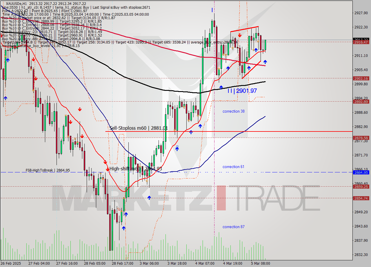 XAUUSDe MTf analysis at 2025.03.05 14:07